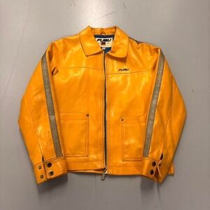 Vintage FUBU Yellow PU Leather Jacket - 1992 The Collection M